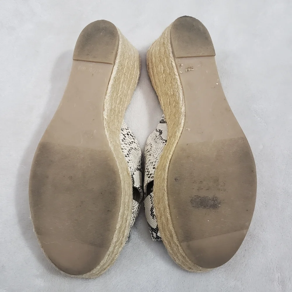 Kelsi Dagger Bianca Snakeskin Criss Cross Espadrille Wedge Sandal Size 8.5